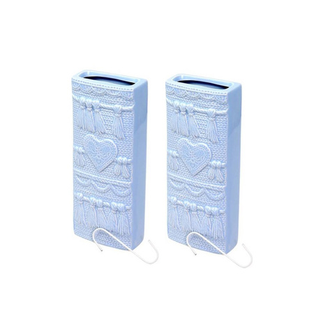 Set of 2x pieces water evaporators rectangle heart design baby blue 19 cm