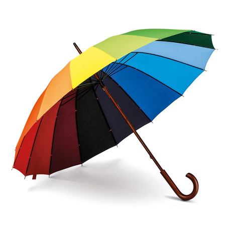 Set van 2x stuks regenboog paraplu met houten handvat 102 cm