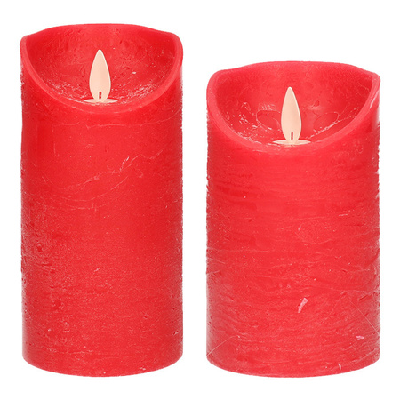Set van 2x stuks Rode Led kaarsen met bewegende vlam