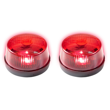 Set of 2x pieces red police LED flashings light with siren 7 cm