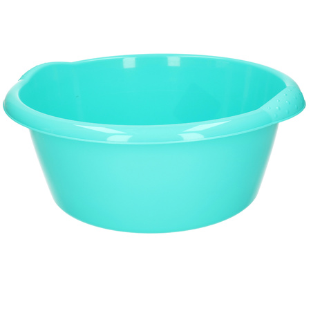Set of 2x pieces round dish wash bin/bucket turquoise green 10 liters 38 x 12.5 cm