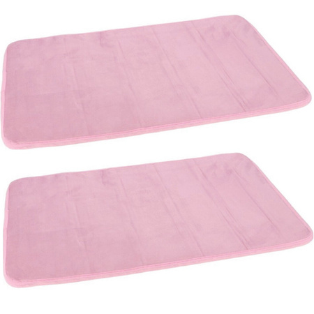 Set van 2x stuks roze sneldrogende badmat 40 x 60 cm rechthoekig