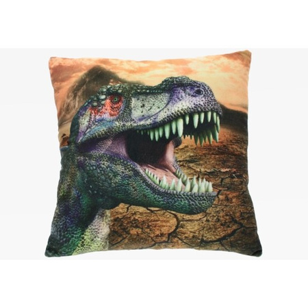 Set of 2x pieces pillows/cushions with dinosaur print 35 x 35 cm
