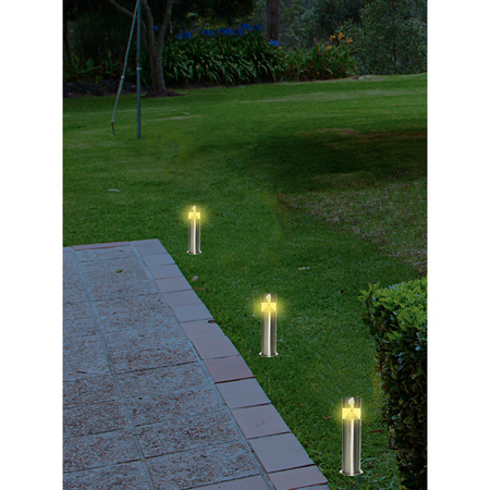 Set of 2x pieces solar garden lamp/spotlight with motion sensor cylinder on solar energy 30 cm
