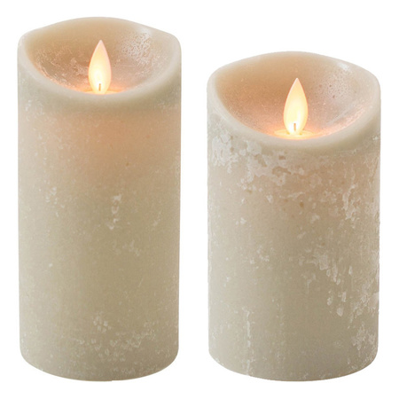 Set van 2x stuks Taupe Led kaarsen met bewegende vlam