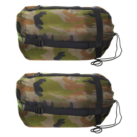 Set of 2x pieces warm 1 person camouflage sleeping bags summer 230 x 80 cm