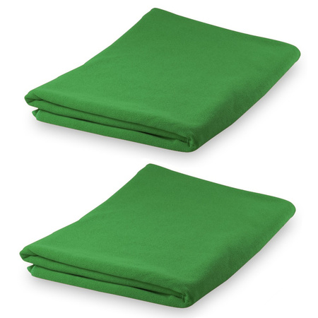 Set van 2x stuks yoga/fitness handdoeken extra absorberend 150 x 75 cm groen