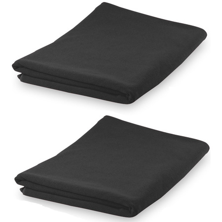 Set van 2x stuks yoga/fitness handdoeken extra absorberend 150 x 75 cm zwart