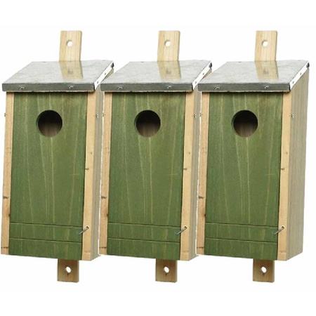 Set van 3 houten vogelhuisjes/nestkastjes donkergroen 26 cm