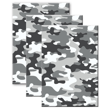 Set van 3x stuks camouflage/legerprint luxe schrift/notitieboek grijs gelinieerd A4 formaat
