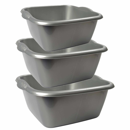Set of 3x different sizes dish/washing buckets
