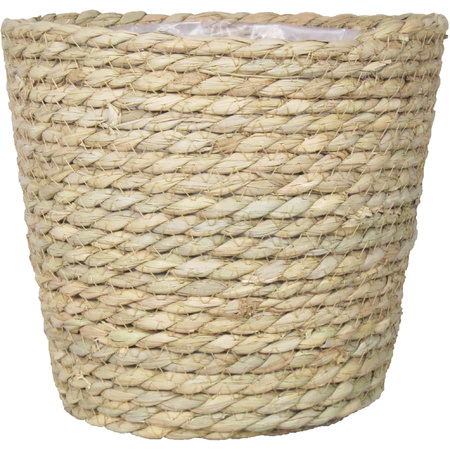 Set of 3x pieces natural rattan baskets made of twisted rope/rattan 20,5 cm