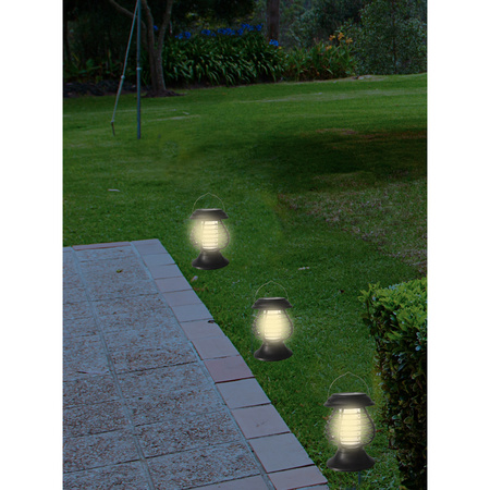 Set of 3x pieces solar garden lamps/spike spots anti-mosquito lamps on solar energy 22 cm