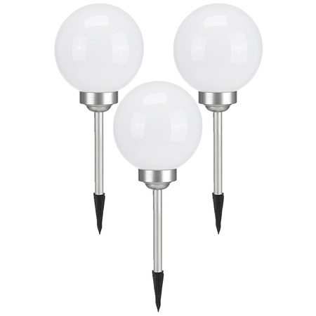 Set of 3x pieces solar garden lamp/spike spot sphere with rotating function on solar energy 20 cm