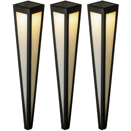 Set van 3x stuks solar tuinlampen/prikspots pilaar zwart op zonne-energie 75 cm