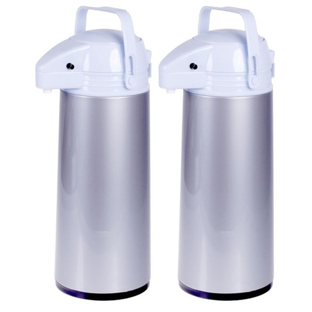 Set of 3x pieces thermos/insulated jugs with pump grey 1.9 liters