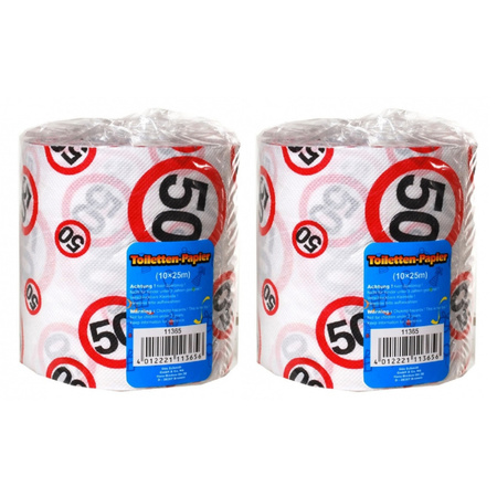 Set of 3x pieces toiletpaper rolls 50 years with traffic sign