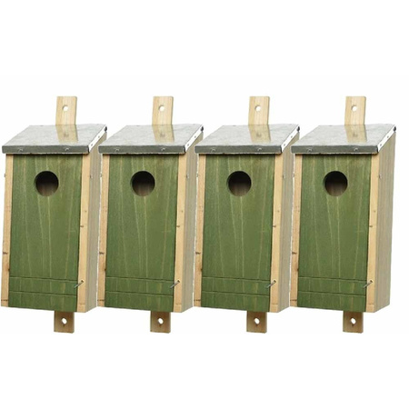 Set van 4 houten vogelhuisjes/nestkastjes donkergroen 26 cm