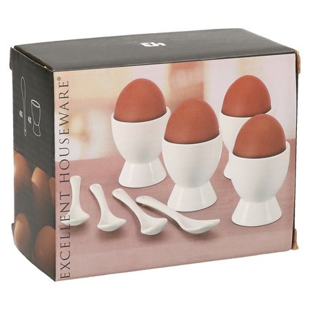 Set of 4x egg cups with spoon 6 cm