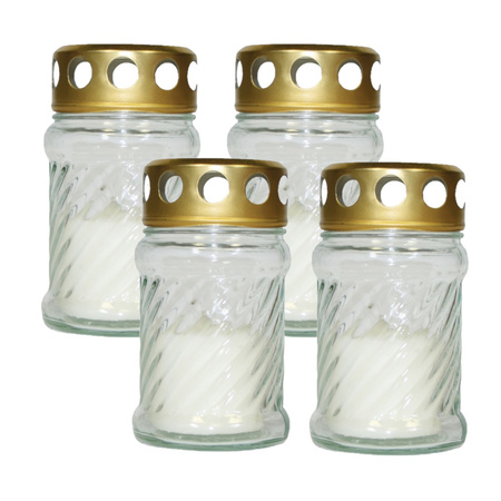 Set of 4x pieces horror decoration grave memorial candle white 7 x 12 cm 10 hours burning time
