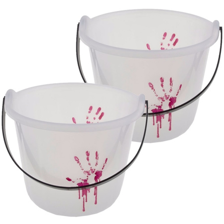 Set of 4x pieces glow in the dark trick or treat buckets