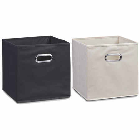 Set of 4x storage buckets 32 x 32 cm black and beige