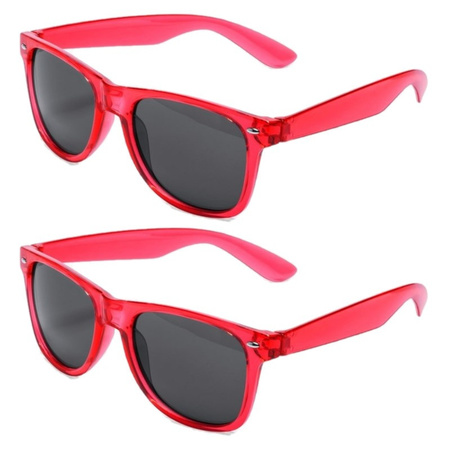Set of 4x pieces red retro model party sunglasses for adults