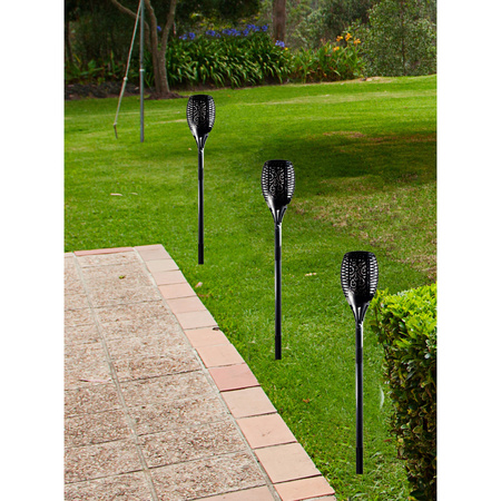 Set of 4x pieces solar garden lamps/torches with flame effect on solar energy 58 cm