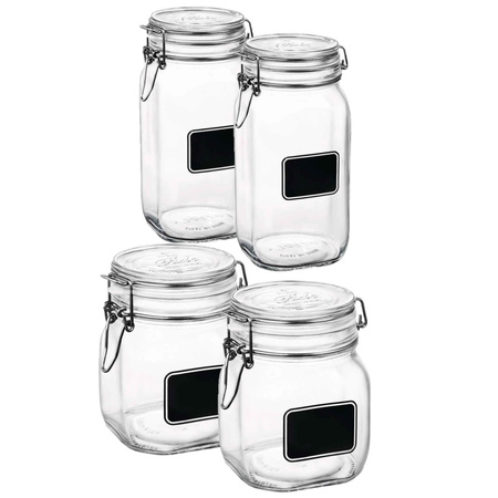 Set of 4x preserving jars/canning jars with chalk board 750 ml - 1,5 liter