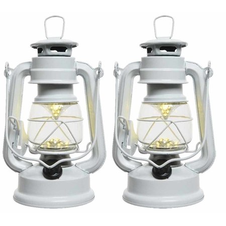 Set of 4x pieces white LED light lantern 25 cm