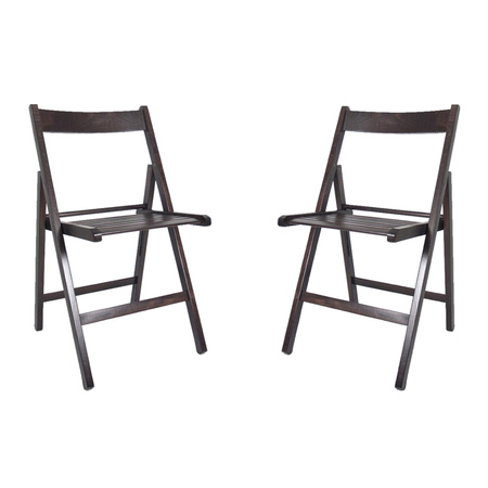 Set of 4x pieces black folding chairs wood