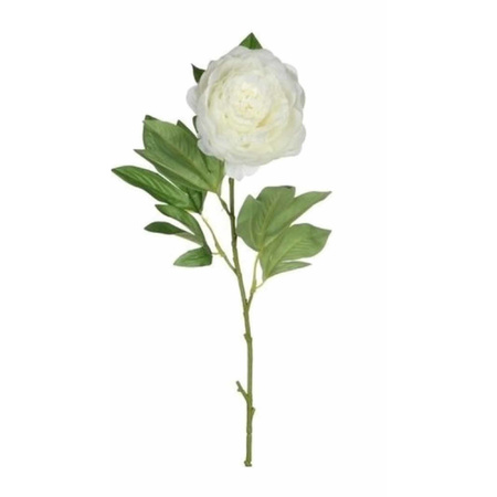 Set van 5x stuks creme witte pioenroos/rozen kunstbloemen 76 cm