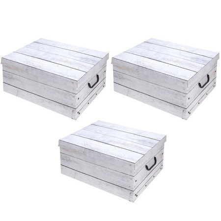 Set of 5x pieces white storage box with lid 51 cm
