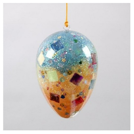 6x Plastic egg hanging decoration crystal 10 cm