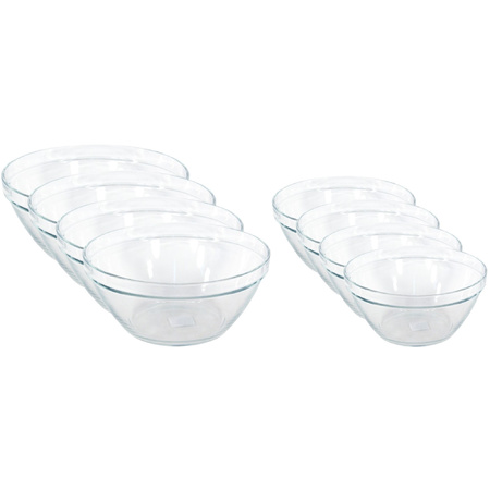 Set of 8x glass snack bowls Pompei 14 and 10 cm