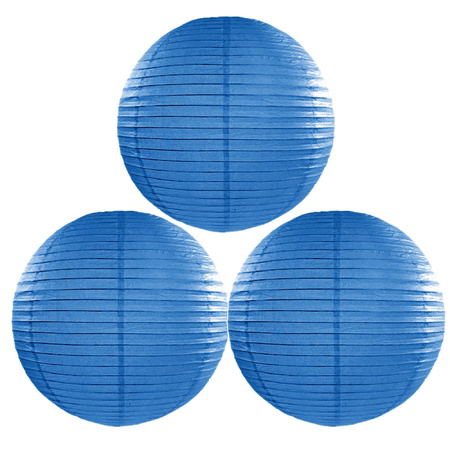 Set of 8x pieces luxurious blue paper lanterns 35 cm