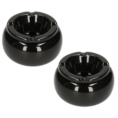 Set of 8x pieces round storm ashtray black 11 cm