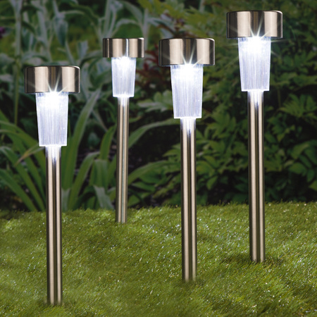 Set of 4 pieces solar garden lamps/spikes spot pillar on solar energy 37 cm