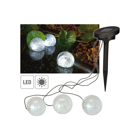 Set van 9 drijvende solar LED decoratie bollen vijver/tuinverlichting 9 cm