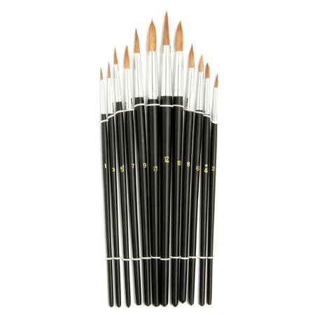12x Paint brushes set made of wood