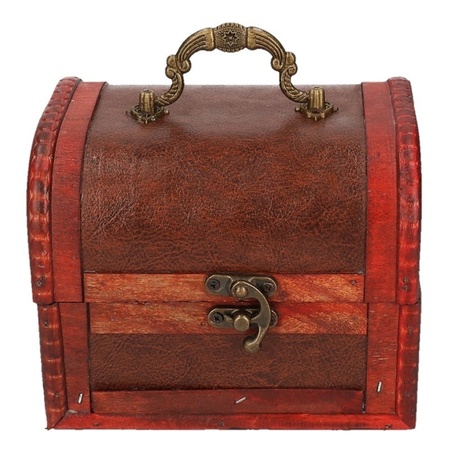 Vintage storage box red brown for kids 15 cm