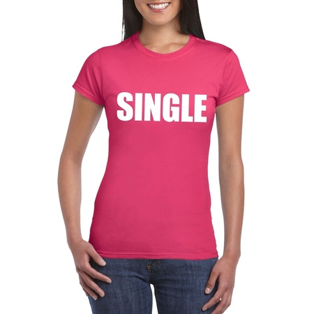 Single/ vrijgezel tekst t-shirt roze dames