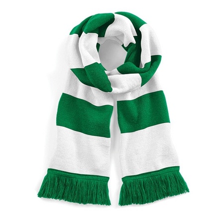 Sjaal met brede streep groen/wit