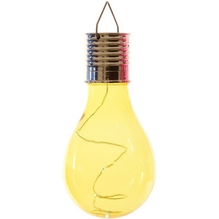 Solar hanglamp bol/peertje - geel - kunststof - 14 cm - LED