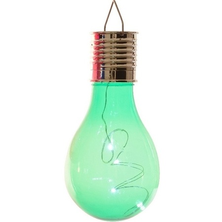 Solar hanglamp bol/peertje - groen - kunststof - 14 cm - LED