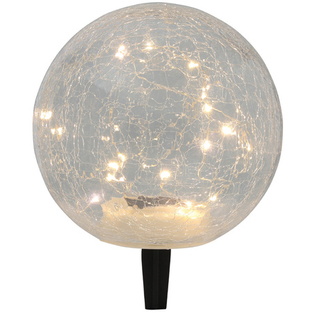 Solar garden lamp/spike spot glass crackle sphere on solar energy 20 cm