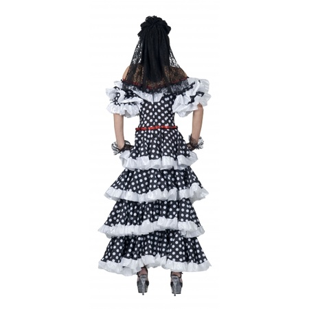 Spaanse flamenco jurk zwart/wit