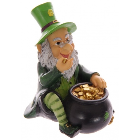 Money bank saint Patrick leprechaun with pot of gold