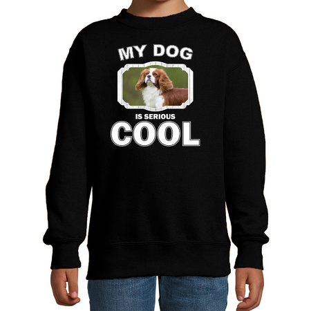 Spaniel honden trui / sweater my dog is serious cool zwart voor kinderen
