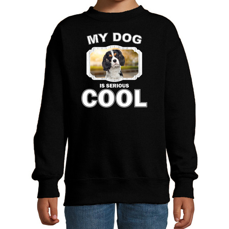 Spaniel honden trui / sweater my dog is serious cool zwart voor kinderen